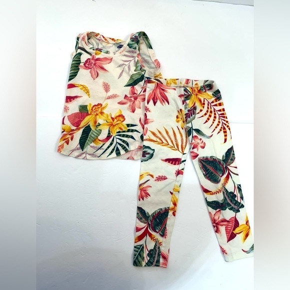 Girls Sz 4T Old Navy 2-Piece Tropical Floral Outfit - Picture 1 of 4